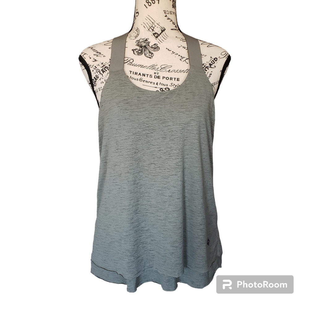 Prana womens Y tank top triangle Embroidered strap raw hem yoga size Small